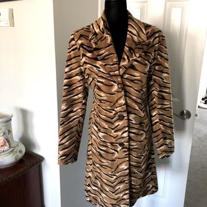 Very soft knee length tiger print coat